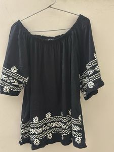 Embroidered Off-Shoulder Top