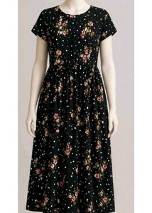 Cute Floral & Polka Dot Midi Dress
