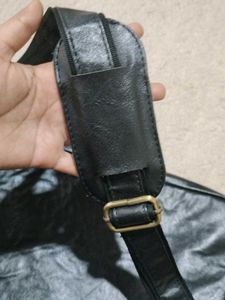 Black Leather Like Messenger Bag
