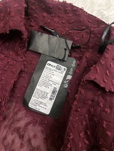 Sheer Burnout Dot Button-Up Blouse
