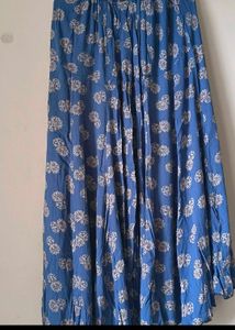Boho Blue Floral Maxi Skirt &amp; White Blouse Set