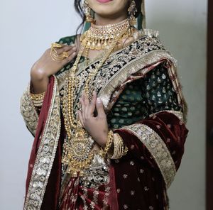 Bridal Saree with stitched blouse and 2 dupatta