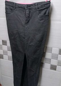 Stylish Dark Wash Denim Maxi Skirt