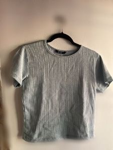 Striped Ribbed Crew Neck Top