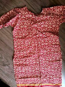 Maroon Printed Cotton Kurta