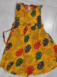 Cute Yellow Printed Girls Dress
