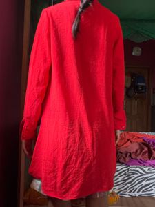 Bright Red Button-Down Shirt