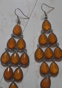 Yellow Long Earrings Drop Shape clearance