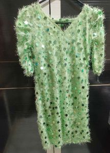 Sparkly Green Mini Dress