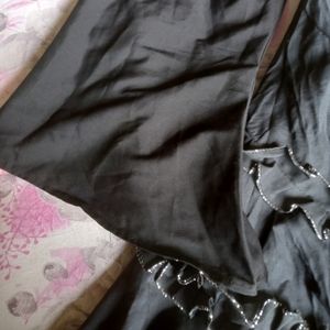 Ruffled Black Dress with Bell Sleeves