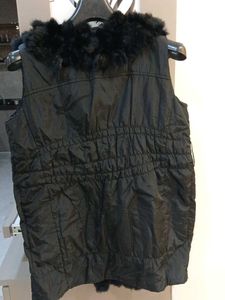 Fur Trimmed Black Vest