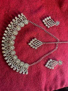 Kundan diamond Necklace Set with Earrings &amp; Maang