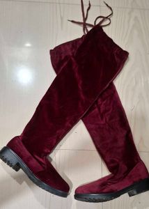 Burgundy Thigh High Boots