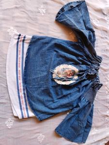Denim off shoulder top
