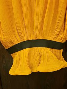 Stylish Yellow Pleated Top with Black Band