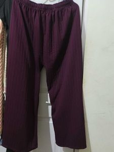 27.Comfortable Wine Colored Ribbed Pants