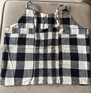 Gingham Button-Up Cami Top