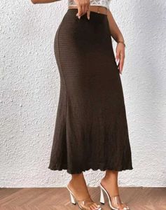 SAVANA Chocolate Brown Textured Mermaid Maxi Skirt