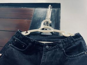 Black high waist loose fit straight jeans