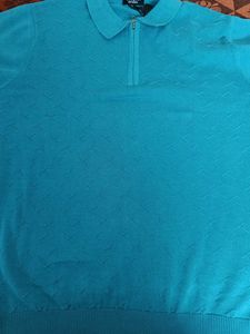 Men's Blue Zip Neck Sweater