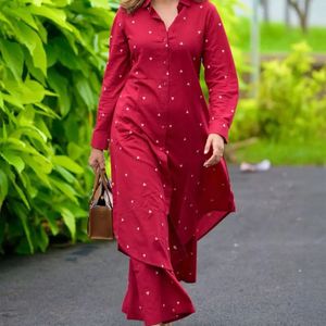 Maroon Kurta Set with Triangles