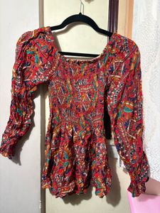 Boho Smocked Off-Shoulder Top