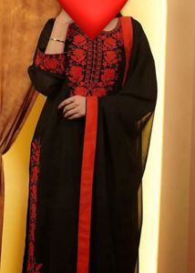 Elegant Black & Red Embroidered Kurta Set
