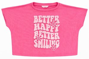 Hot Pink Girls crop top Graphic T shirt