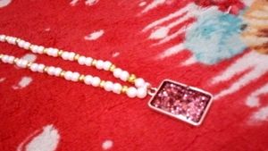 Resin Pendant With Pearl Chain