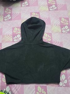Cropped Hoodie with Pink Stripes