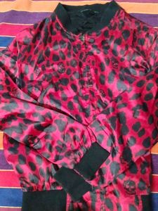Alexander MqueenRed Leopard Print Bomber Jacket