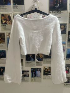 Fluffy White Crop Top