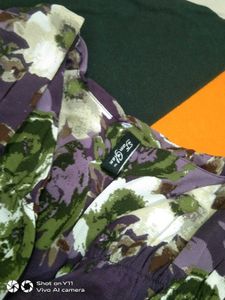 Floral Print Purple Blouse