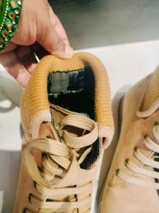 Tan Ankle Boots with Fold-Over Collar fix price