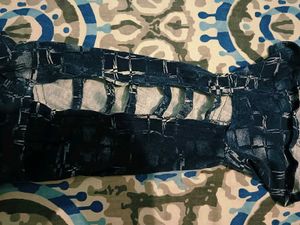 Dark Blue Graphic Print Top