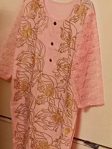 Pink Floral Embroidered Kurta