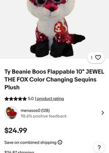 Authentic Jewel Red Fox Dog Wolf Stuffed Ani