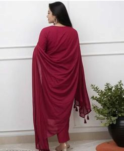 Maroon Embroidered Kurta Set