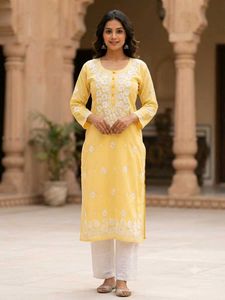 Yellow Chikankari Kurta(S)