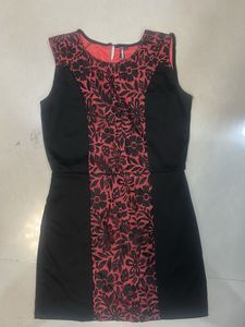 Chic Floral Panel Black Dress