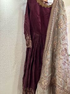 Elegant Maroon Anarkali Suit with Dupatta