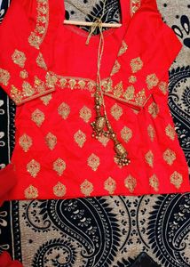 Red &amp; Gold Embroidered Lehenga Choli