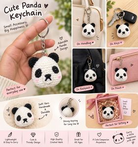 Handmade Crochet Panda Keychain