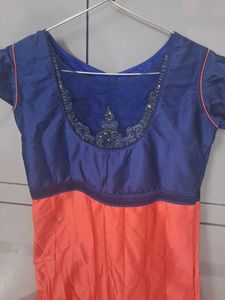 Elegant Blue &amp; Orange Gown