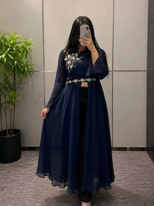 Elegant Navy Blue Embroidered Kurta
