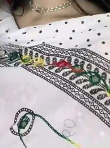 Embroidered White dupatta with Mirror Work best fo