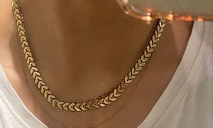 Layered Chevron Necklace (light gold-silver)