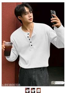 Men's White Textured T-Shirt