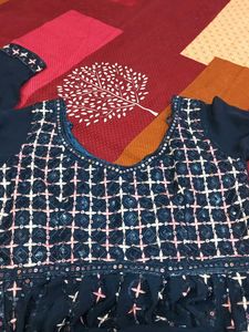 Embellished Navy Blue plazzo with long nayara cut