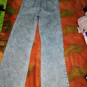 Stylish Acid Wash Wide Leg Jeans